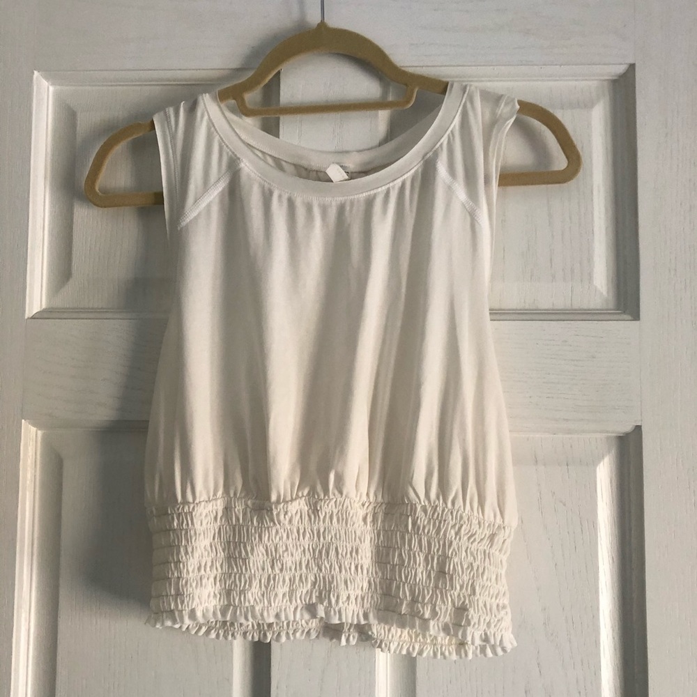 Free People White crop top open back workout tank